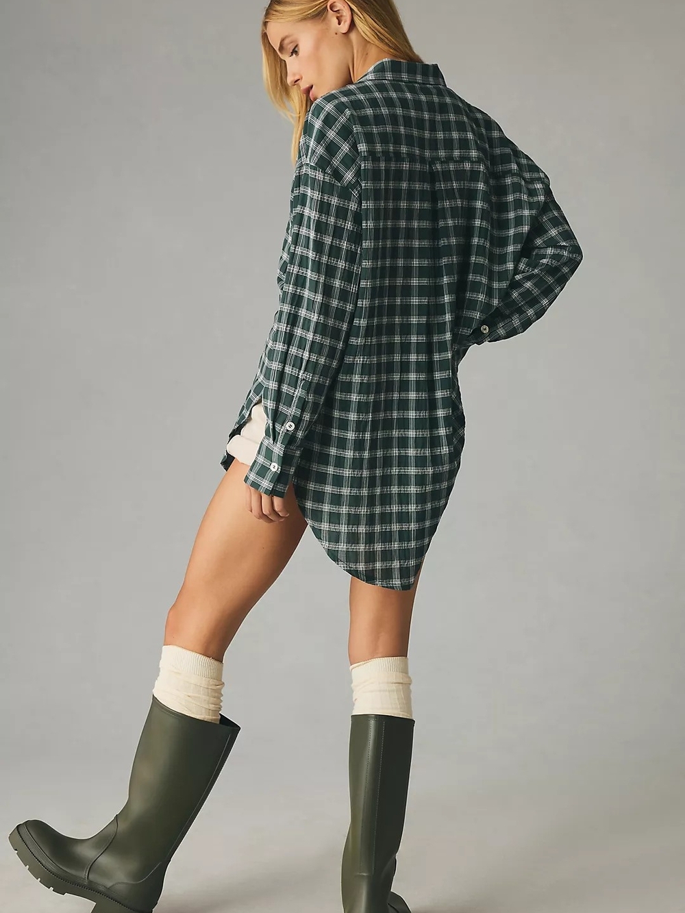 Anthropologie Maeve The Bennett Buttondown Shirt Plaid Edition Green Womens XL - Picture 2 of 13